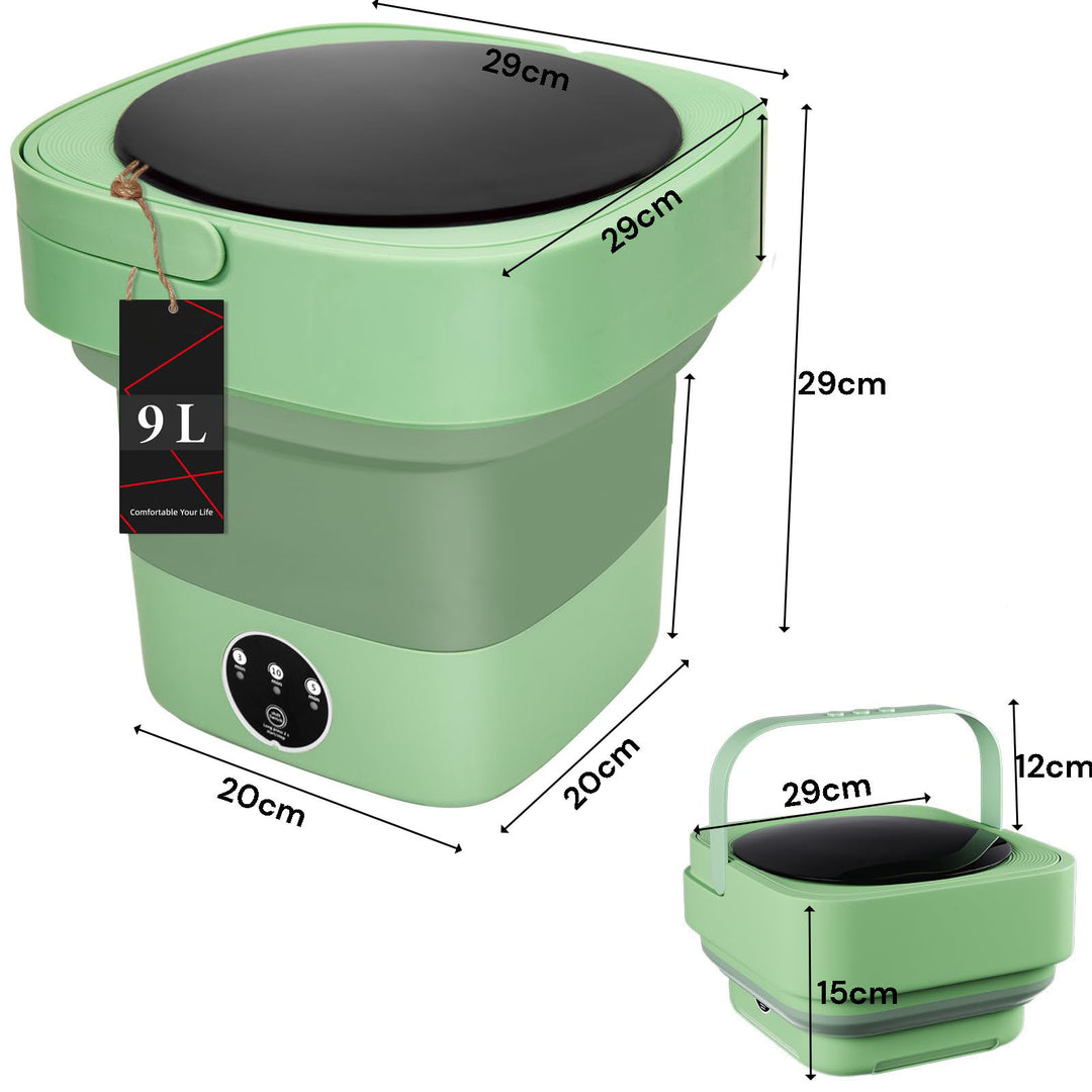 Mini 8L Portable Foldable Washing Machine Washer for Underwear Baby Clothes Camping Travel Green