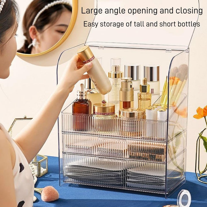 Large Cosmetic Makeup Organizer Countertop Skincare Cosmetics Storage Display Case