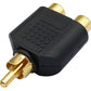 RCA Male to 2X RCA Female Audio Splitter Adapter Connector Coupler