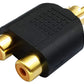 RCA Male to 2X RCA Female Audio Splitter Adapter Connector Coupler