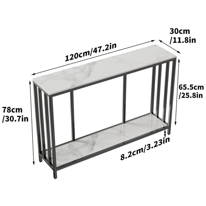 Interior Ave - Bronte Dual Layer Marble Stone Console - White Marble Stone