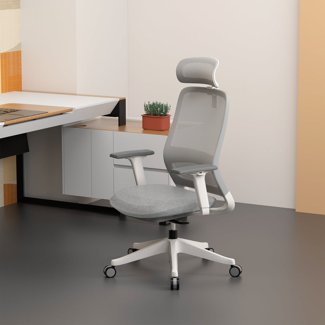 Carlie High Back Molded Foam Seat Ergonomic Office Chair In Grey