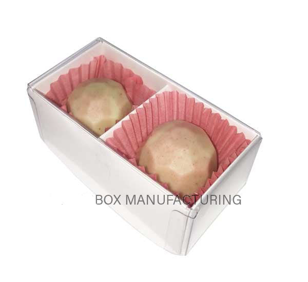 100 Pack of White Card Chocolate Sweet Soap Product Reatail Gift Box - 2 Bay Compartments - Clear Slide On Lid - 8x4x3cm