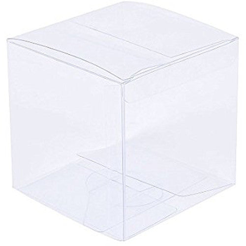 100 Pack of 5cm Clear PVC Plastic Folding Packaging Small rectangle/square Boxes for Wedding Jewelry Gift Party Favor Model Candy Chocolate Soap Box