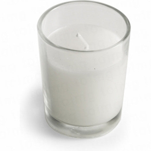 20 White Wax Clear Glass Holder Votive Candle - Wedding Event Centrepiece Table Decoration