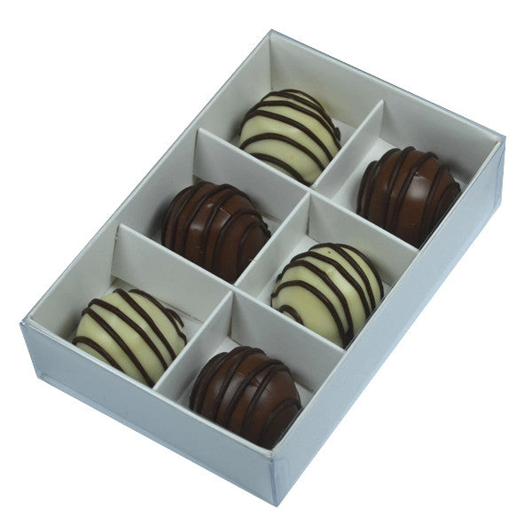 50 Pack of White Card Chocolate Sweet Soap Product Reatail Gift Box - 6 Bay Compartments - Clear Slide On Lid - 12x8x3cm