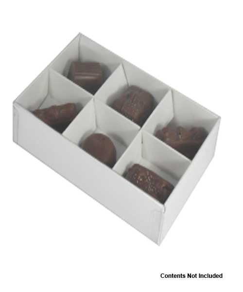 50 Pack of White Card Chocolate Sweet Soap Product Reatail Gift Box - 6 Bay Compartments - Clear Slide On Lid - 12x8x3cm