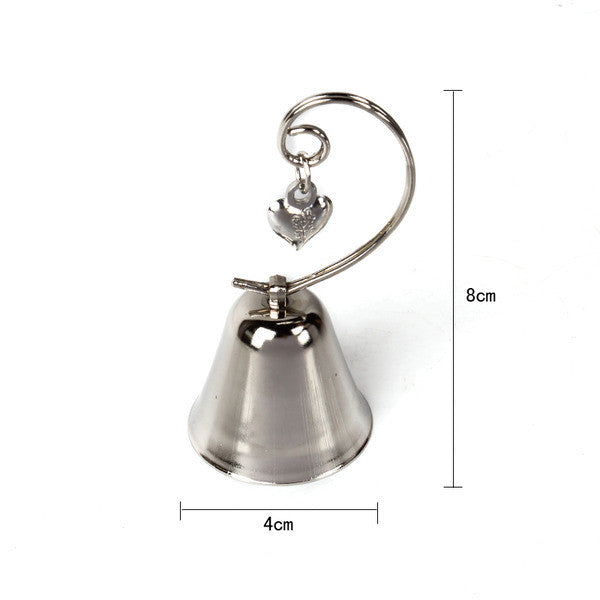 50 Pack of Silver Wedding Kissing Bell Name Card Stand Holder with Heart in Ring Bomboniere Favour Gift