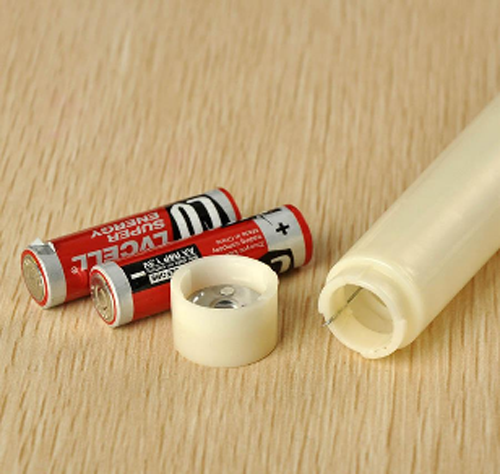 10 Pack Taper Stick White Battery Candle - Natural Flame Light Colour No Flicker - Gold Stand Base