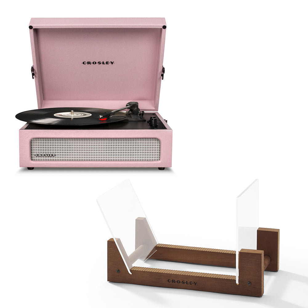 Crosley Voyager Bluetooth Portable Turntable - Amethyst + Bundled Crosley Record Storage Display Stand