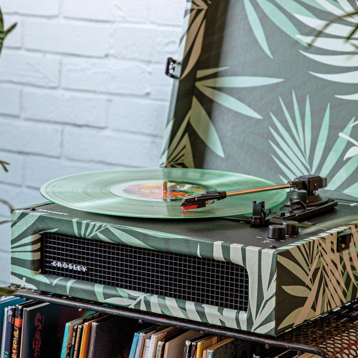 Crosley Voyager Bluetooth Portable Turntable - Botanical + Bundled Crosley Record Storage Display Stand