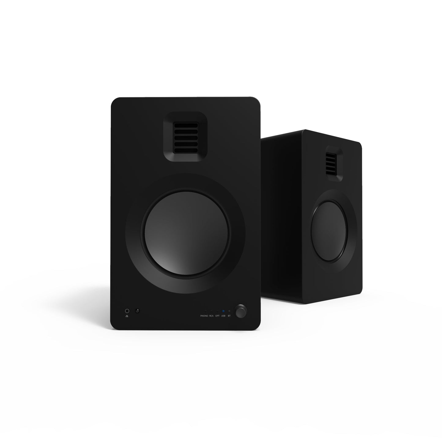 Kanto TUK 260W Powered Bookshelf Speakers with Headphone Out, USB Input, Dedicated Phono Pre-amp, Bluetooth - Pair, Matte Black with SX26 Black Stand Bundle