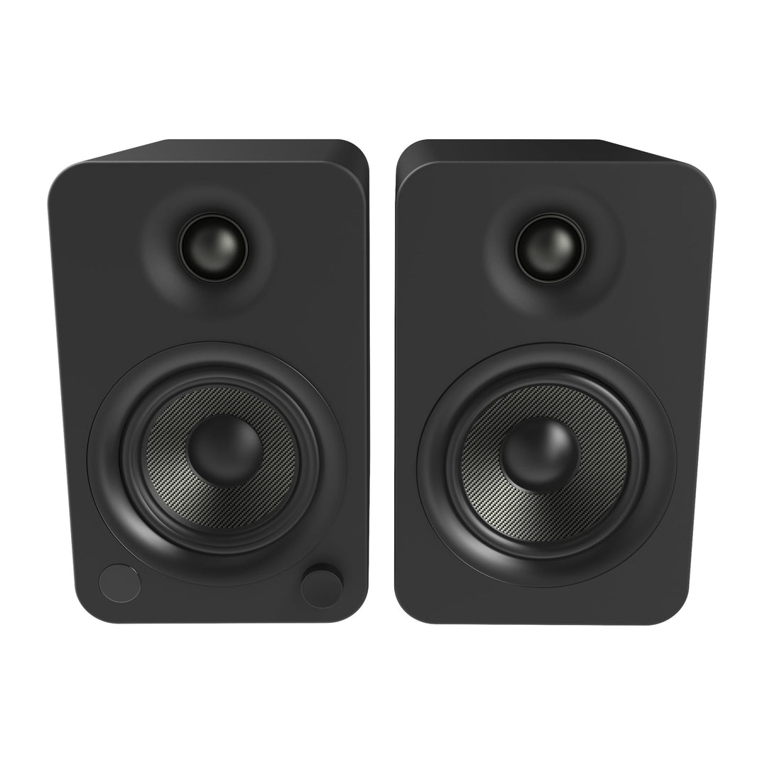 Kanto YU4 140W Powered Bookshelf Speakers with Bluetooth and Phono Preamp - Pair, Matte Black with SE4 Black Stand Bundle