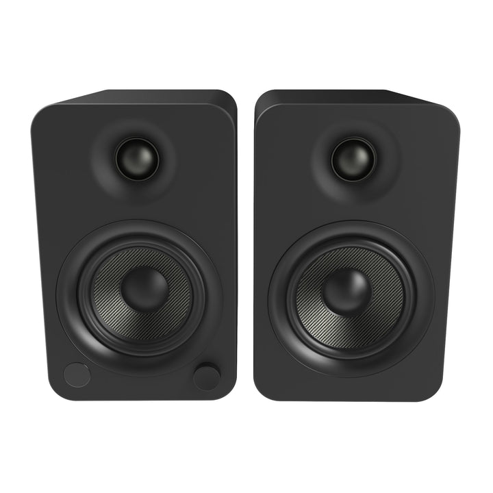 Kanto YU4 140W Powered Bookshelf Speakers with Bluetooth and Phono Preamp - Pair, Matte Black with SX22 Black Stand Bundle