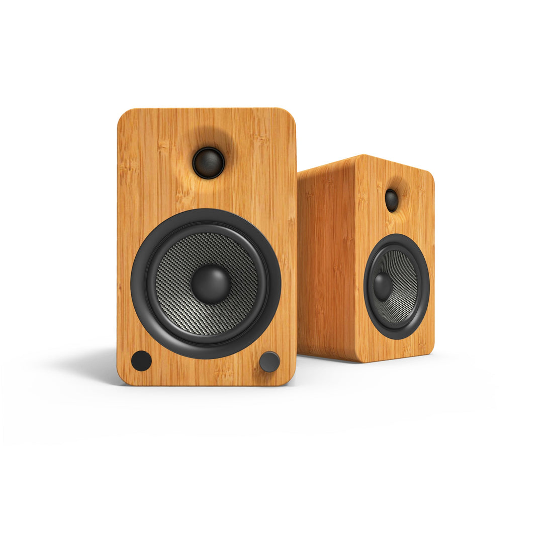 Kanto YU6 200W Powered Bookshelf Speakers with Bluetooth and Phono Preamp - Pair, Bamboo