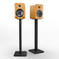 Kanto YU6 200W Powered Bookshelf Speakers with Bluetooth and Phono Preamp - Pair, Bamboo with SP26PL Black Stand Bundle