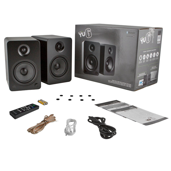 Kanto YU6 200W Powered Bookshelf Speakers with Bluetooth and Phono Preamp - Pair, Matte Black