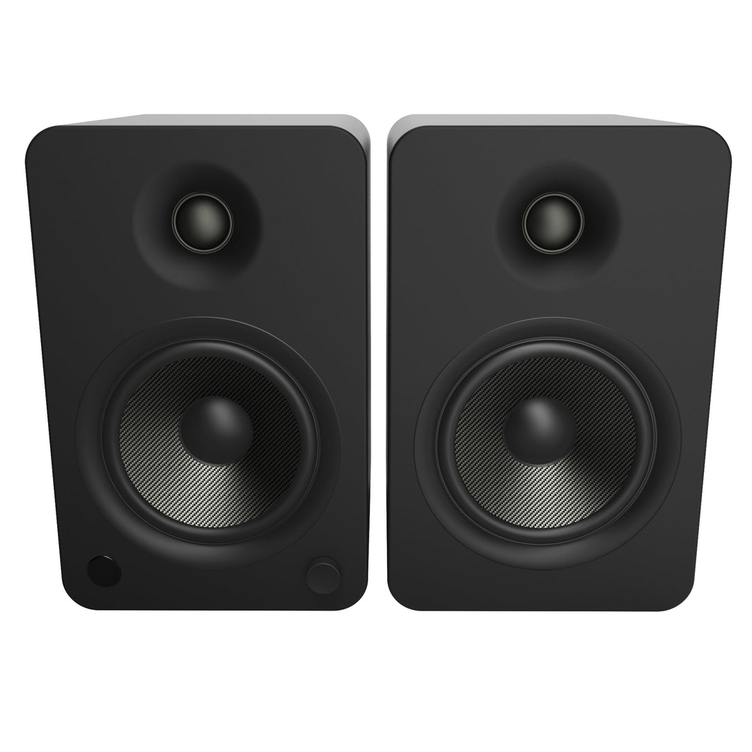 Kanto YU6 200W Powered Bookshelf Speakers with Bluetooth and Phono Preamp - Pair, Matte Black with SE6 Black Stand Bundle