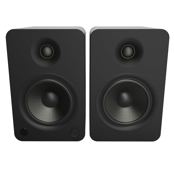 Kanto YU6 200W Powered Bookshelf Speakers with Bluetooth and Phono Preamp - Pair, Matte Black with SX22 Black Stand Bundle