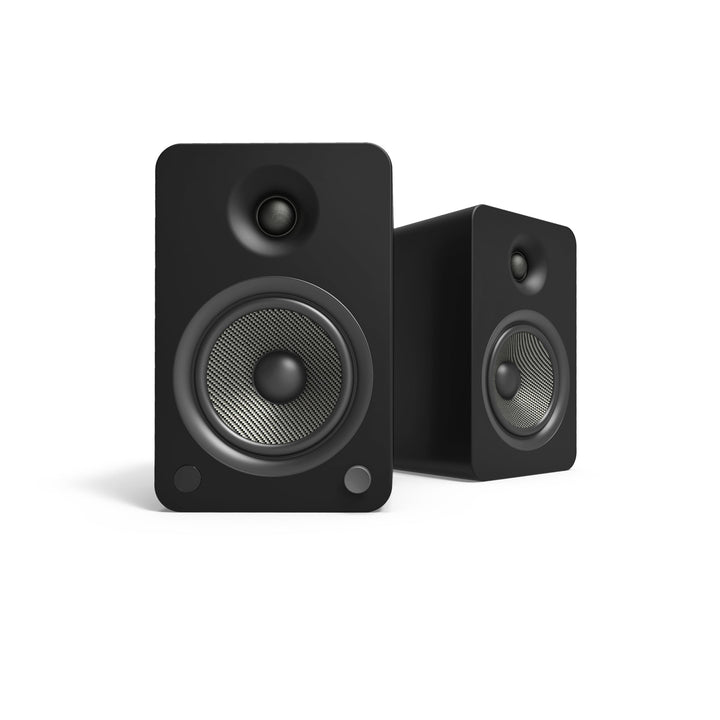 Kanto YU6 200W Powered Bookshelf Speakers with Bluetooth and Phono Preamp - Pair, Matte Black with SX26 Black Stand Bundle