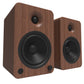 Kanto YU6 200W Powered Bookshelf Speakers with Bluetooth and Phono Preamp - Pair, Walnut with S6 Black Stand Bundle