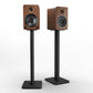 Kanto YU6 200W Powered Bookshelf Speakers with Bluetooth and Phono Preamp - Pair, Walnut with SP26PL Black Stand Bundle