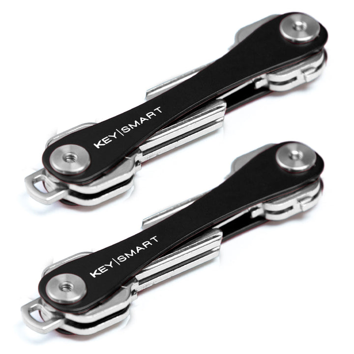 KeySmart Orginal - Compact Key Holder and Keychain Organiser (Up to 8 Keys) - Black - 2 Pack