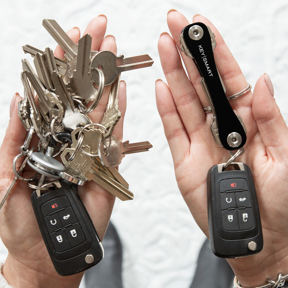 KeySmart Orginal - Compact Key Holder and Keychain Organiser (Up to 8 Keys) - Black - 2 Pack