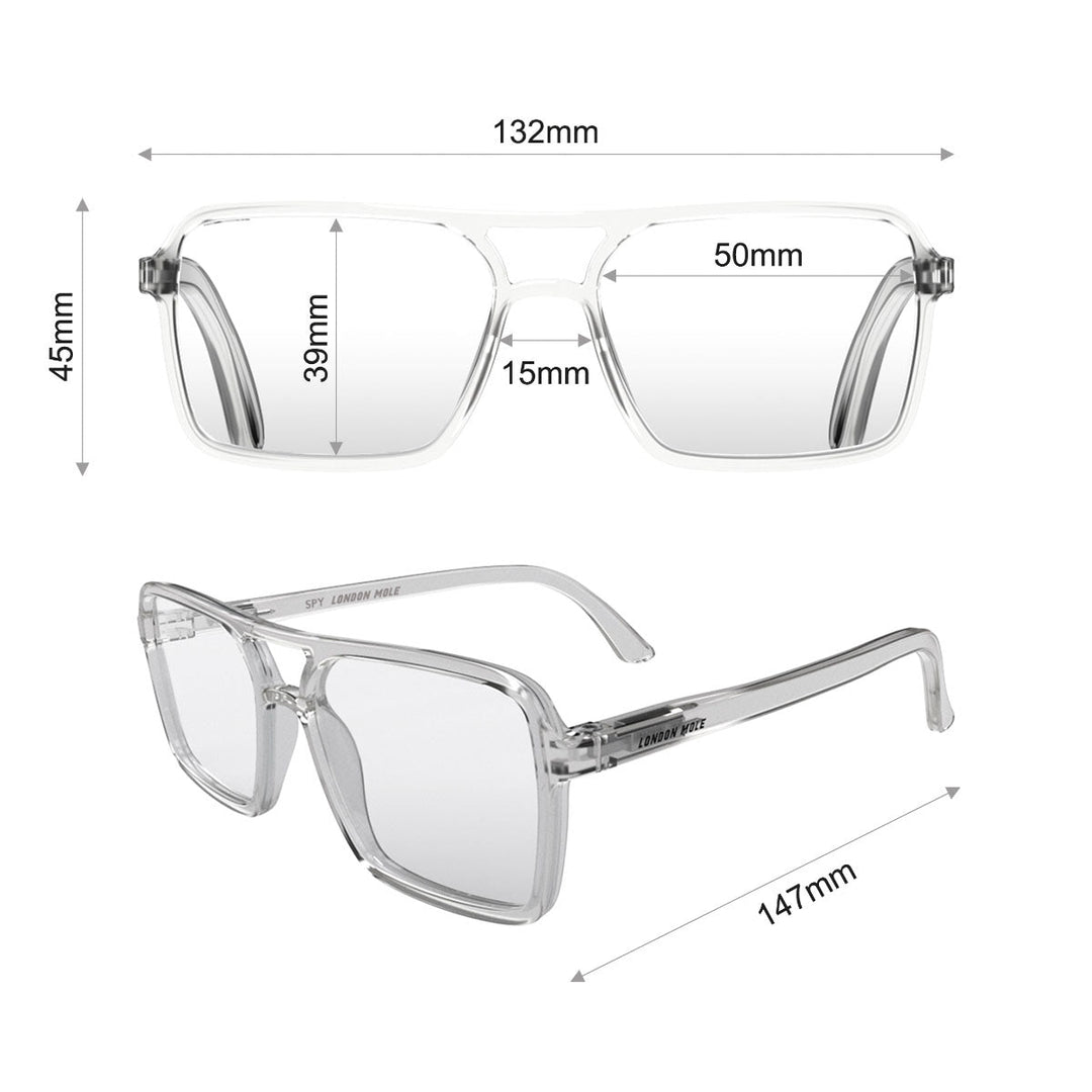 London Mole Spy Blue Blocker Glasses Transparent