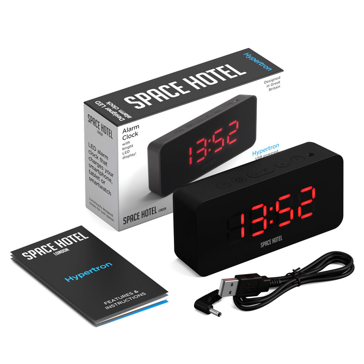 Newgate Space Hotel Hypertron Alarm Clock Black Case - Black Lens - Red Led