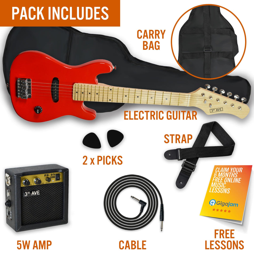 3rd Avenue Junior Electric Guitar Pack - Red