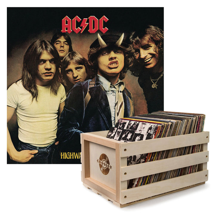 Crosley Record Storage Crate AC/DC Highway To Hell Vinyl Album Bundle