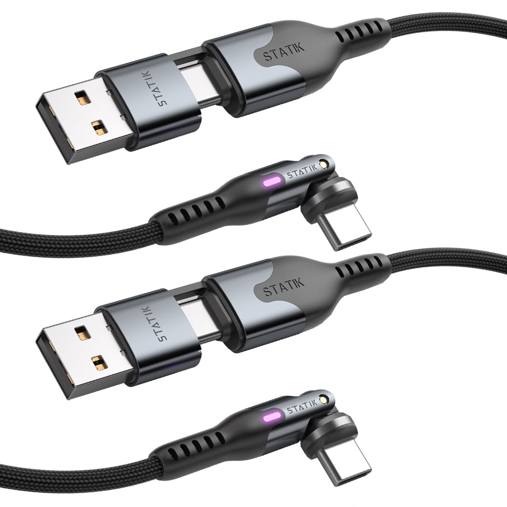 KeySmart STATIK PowerPivot Pro Cable - 3mtr USB-C to USB-C-2Pack