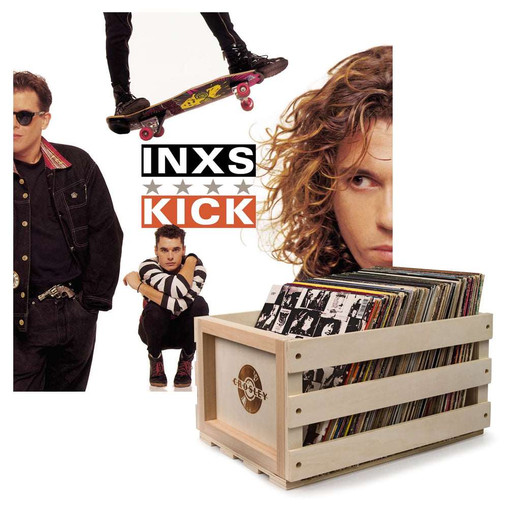 Crosley Record Storage Crate & Inxs Kick - Vinyl Album Bundle