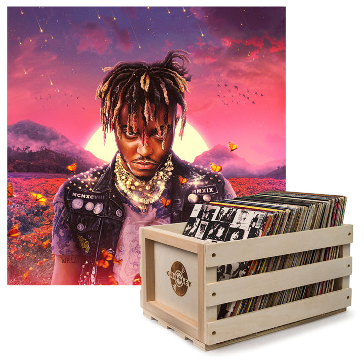 Crosley Record Storage Crate & Juice Wrld Legends Never Die - Double Vinyl Album Bundle