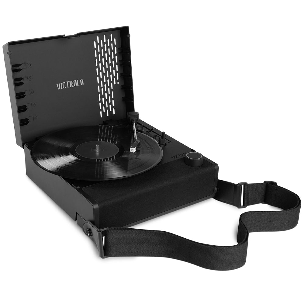 Victrola Revolution Go Turntable - Black + Bundled Crosley Record Storage Display Stand