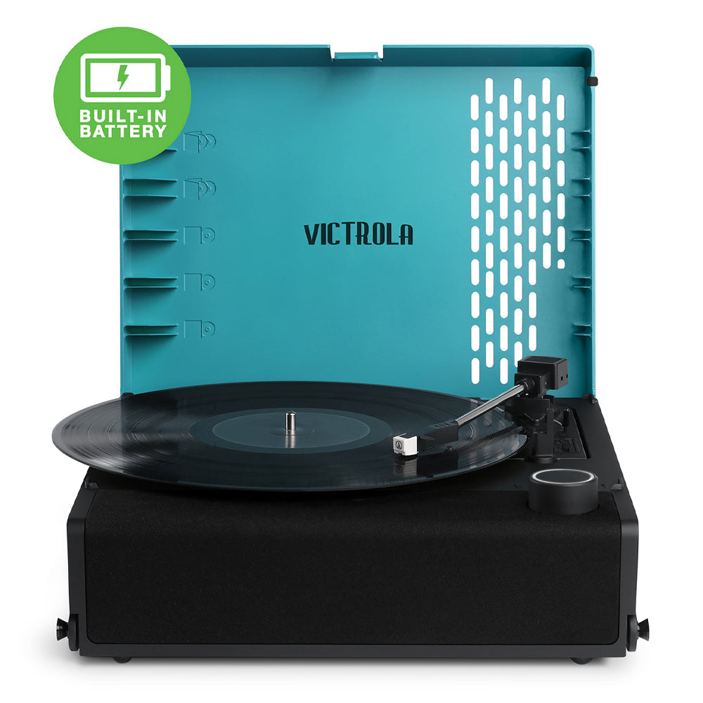 Victrola Revolution Go Turntable - Blue + Bundled Record Storage Crate