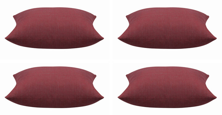 Pack of 4 Elements Deep Red Solid Base Colour Square Cushion Covers