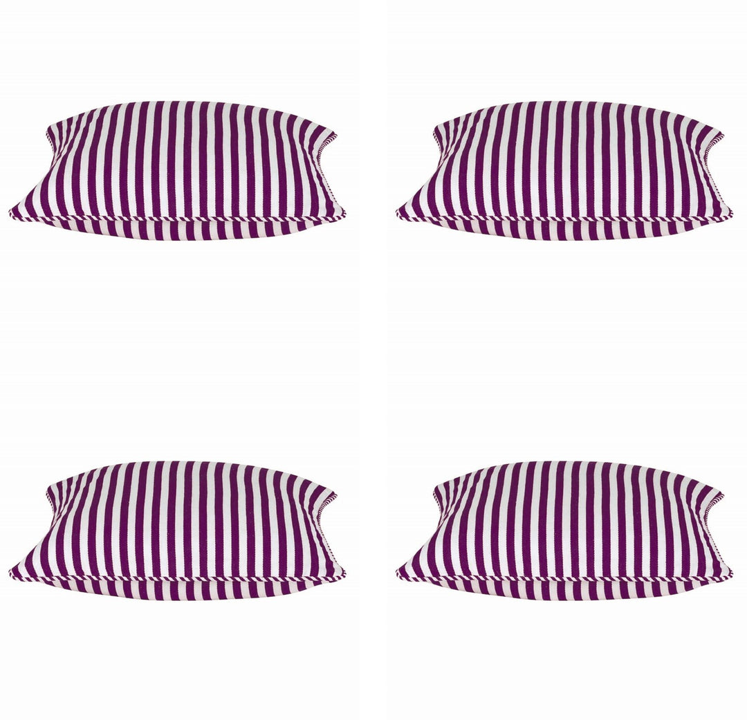 Pack of 4 Dandi Fuchsia Plum Purple & White Striped Square Cushion Covers 40x40cm