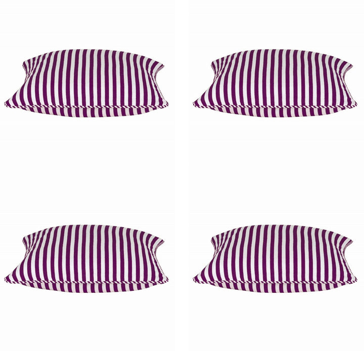 Pack of 4 Dandi Fuchsia Plum Purple & White Striped Square Cushion Covers 40x40cm