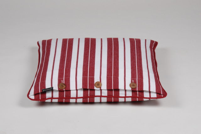 Aqua Red & White Striped Cushion Cover