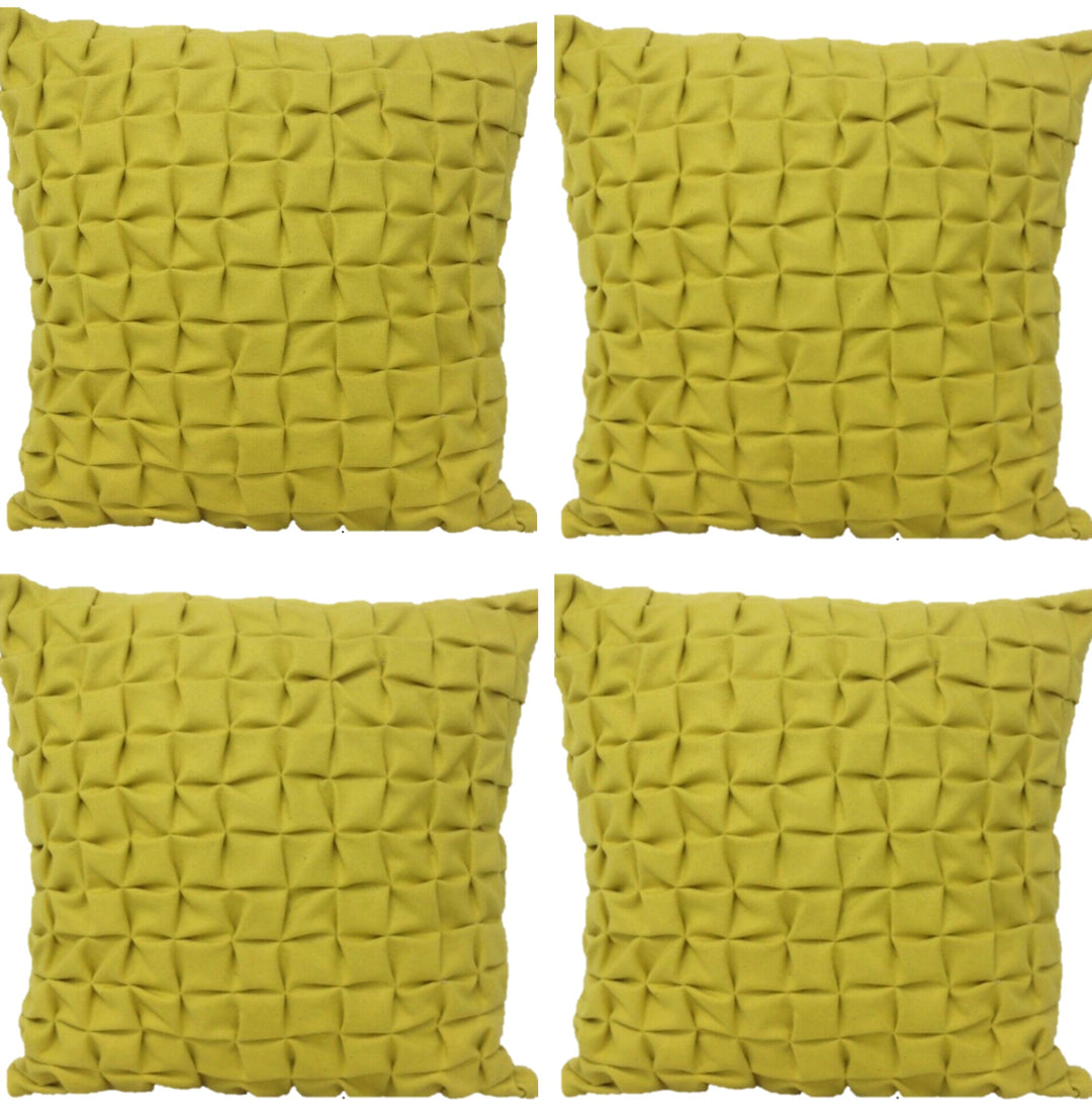 Pack of 4 Flux Mustard Yellow 3D Textured 45cm x 45cm Cushion Covers