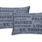 Pack of 2 Denim Sunshine Wording Cushion Cover Cruises, Caribbean, Love etc