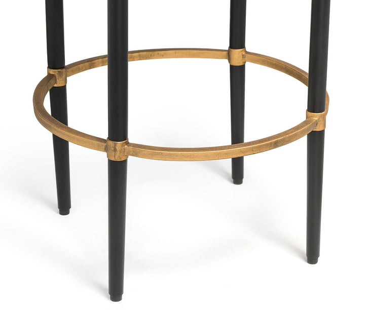 Wooden Round Gold Black Side Table with Finial Legs