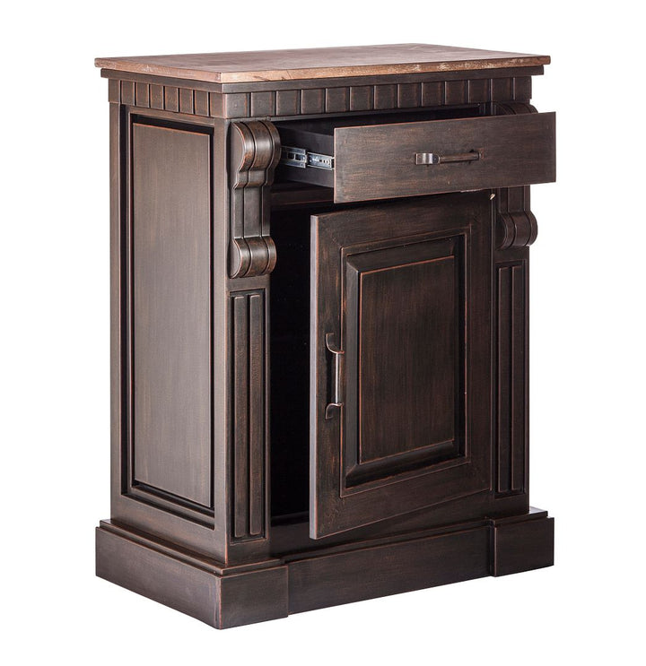 Iron Sideboard Buffet Cabinet with Drawer Storage and Wood Top