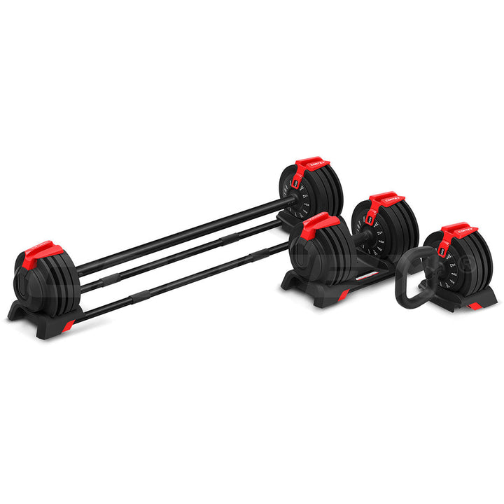 CORTEX Revolock V2 48kg Pair Set Adjustable Steel Dumbbell Barbell Kettlebell All-in-One