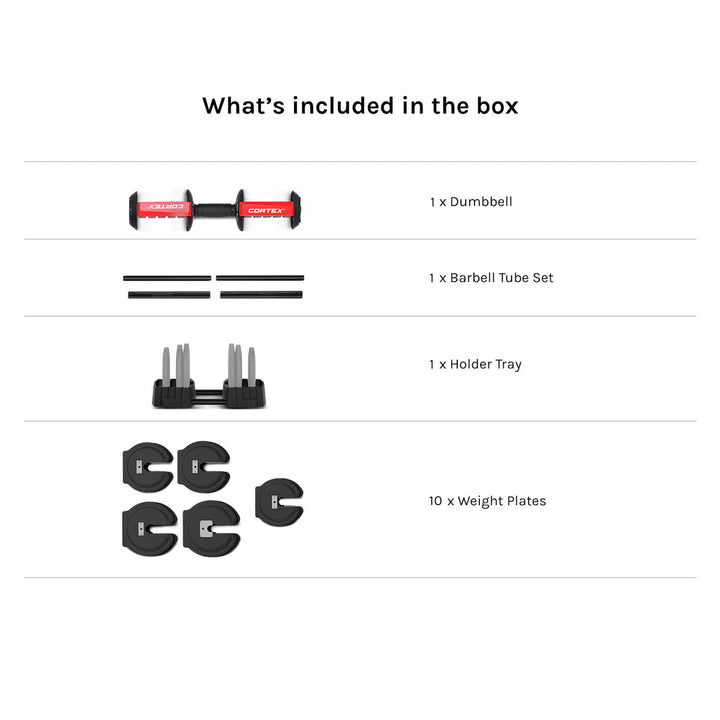 CORTEX Revolock V2 40kg Adjustable Steel Dumbbell Barbell All-in-One (Single)