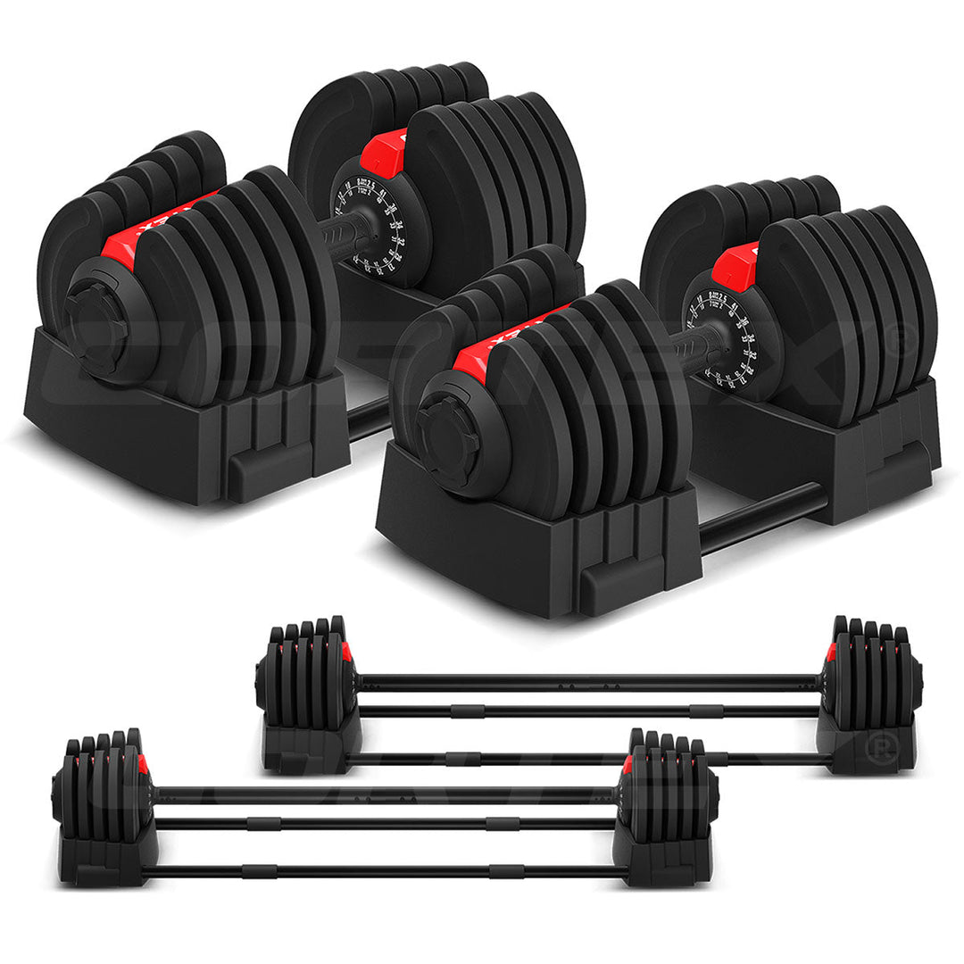 CORTEX Revolock V2 80kg Pair Set Adjustable Steel Dumbbell Barbell All-in-One