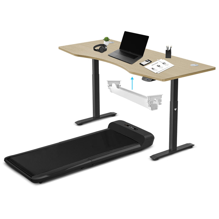 WalkingPad C2 Treadmill + ErgoDesk Automatic Standing Desk 1800mm in Oak/Black + Cable Management Tray