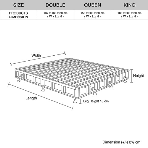 Mattress Base Ensemble King Size Solid Wooden Slat in Charcoal with Removable Cover